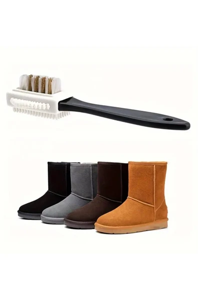 NACTUMU Suede Ayakkabı Temizleme Fırçası Seti 3 Yüzlü ABS Saplı Nubuk ve Kar Botları İçin S-Tipi Temizleyici ürün görseli