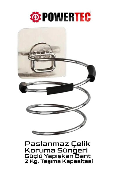 Powertec Fön Makinesi & Saç Kurutma Makinesi Askı Aparatı Paslanmaz Çelik - 2