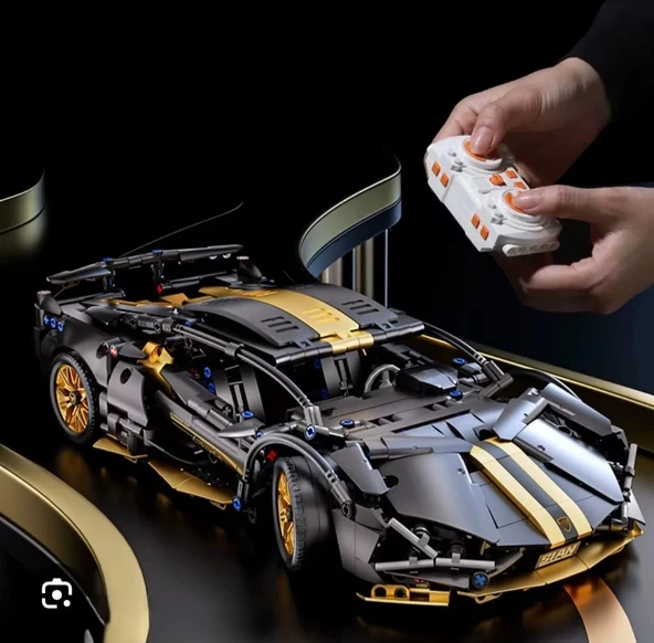 Çift Motorlu ve Kumandalı 1280 parça Lamborghini Sian 1:14 Ölçekli Spor Araba Yapı Blokları Seti 3D Montaj Modeli Kiti, - 3