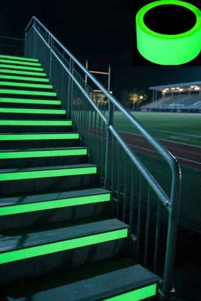 NACTUMU Yeşil Karanlıkta Parlayan Kendinden Yapışkanlı Bant Yansıtıcı Güvenlik Bandı, Merdiven, Bisiklet ve Dekorasyon için Dayanıkl