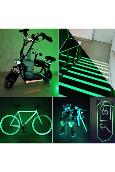 NACTUMU Yeşil Karanlıkta Parlayan Kendinden Yapışkanlı Bant Yansıtıcı Güvenlik Bandı, Merdiven, Bisiklet ve Dekorasyon için Dayanıkl - 2