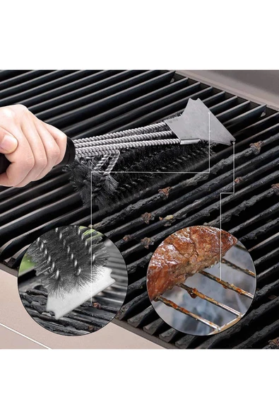 NACTUMU Paslanmaz Çelik BBQ Mangal Temizleme Fırçası 45 CM Uzun Sap ve Esnek Tel ile - Resim 2