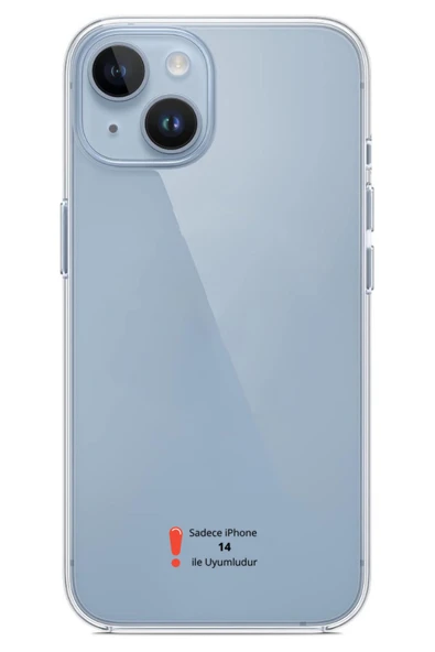 (ŞEFFAF MİKA) iPhone 14 Uyumlu SERT Şeffaf Mika SARARMAZ İnce Fit Toz Korumalı Kılıf
