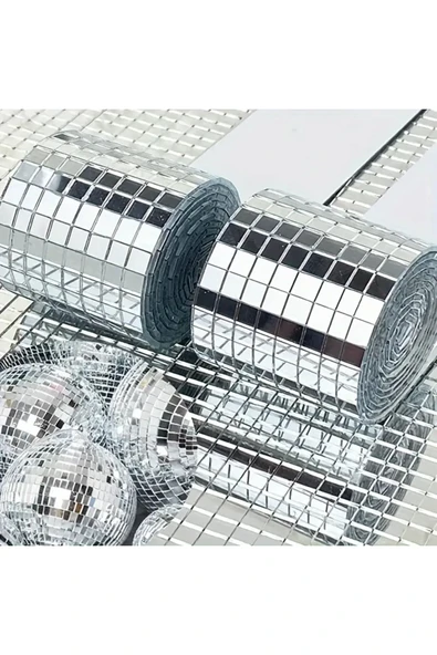 NACTUMU Kendinden Yapışkanlı Silver Mozaik Duvar Çıkartmaları, Cam Ayna Akrilik Karolar 30.30 CM - 6