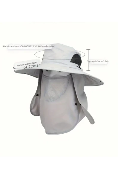 NACTUMU Ekstra Geniş Dahili Maskeli Polyester Güneş Şapkası Balıkçılık, Yürüyüş, Açık Hava Sporları için - Resim 4