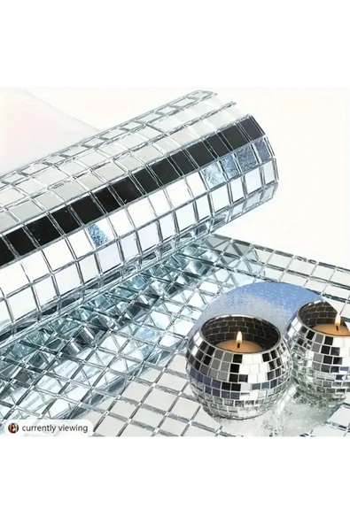 NACTUMU Kendinden Yapışkanlı Silver Mozaik Duvar Çıkartmaları, Cam Ayna Akrilik Karolar 30.30 CM - 3
