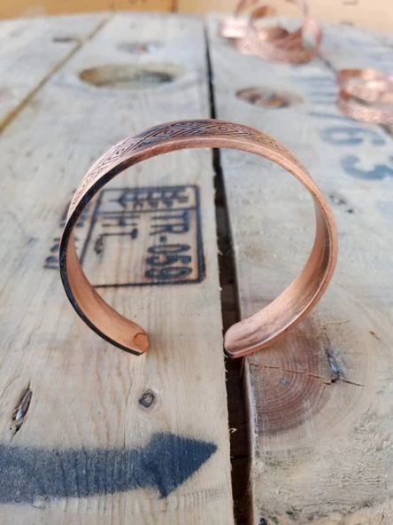 Bakır Bileklik İşlemeli "Motifli" - Resim 2