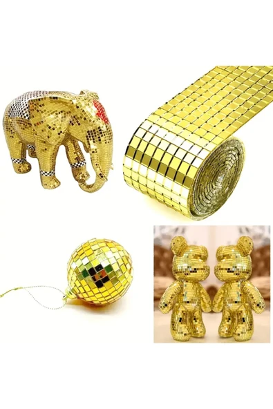 NACTUMU Kendinden Yapışkanlı Gold Mozaik Duvar Çıkartmaları, Cam Ayna Akrilik Karolar 30.30 CM - Resim 5