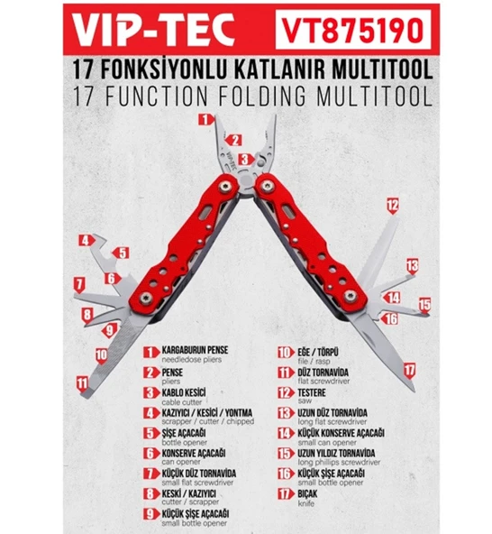 9 Fonksiyonlu Çok Amaçlı Katlanır Çakı/Pense Seti - Resim 2