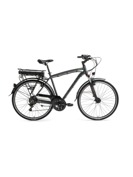 Bisan Comet V Fren 21 Vites 28 Jant Elektrikli Şehir Bisikleti Parlak Gri Sarı 52 Kadro ürün görseli