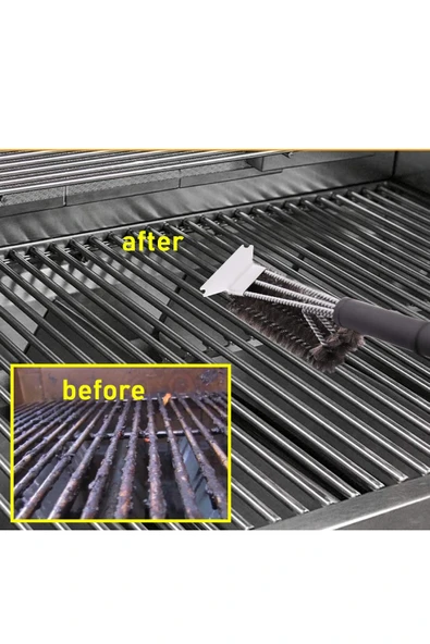 NACTUMU Paslanmaz Çelik BBQ Mangal Temizleme Fırçası 45 CM Uzun Sap ve Esnek Tel ile - Resim 3