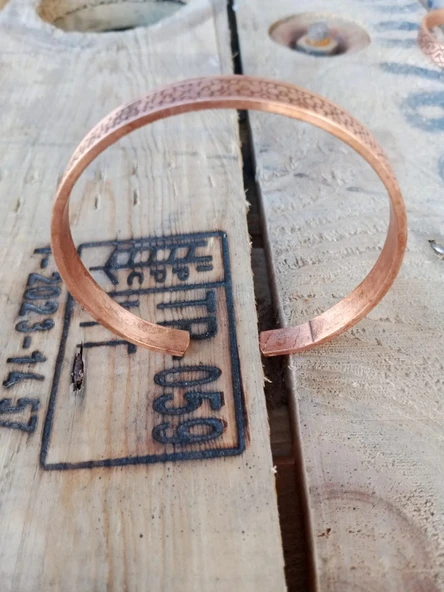 Bakır Bileklik İşlemeli "Motifli" - Resim 2