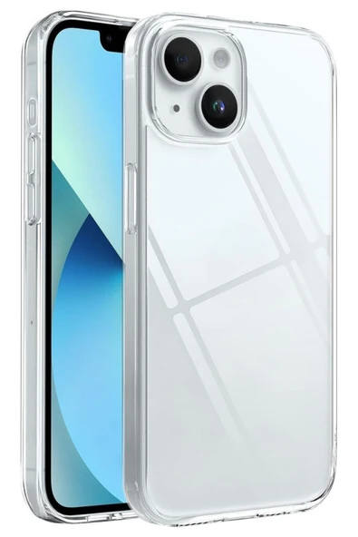(ŞEFFAF MİKA) iPhone 14 Uyumlu SERT Şeffaf Mika SARARMAZ İnce Fit Toz Korumalı Kılıf - 4