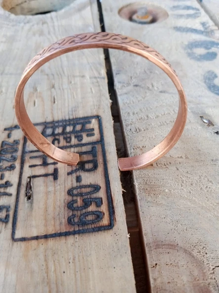 Bakır Bileklik İşlemeli "Motifli" - Resim 2