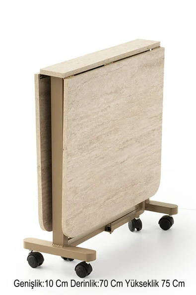 Katlanır Lizbon Metal Portatif Tekerlekli Masa 4 Adet Ay Sandalye Takım - 2