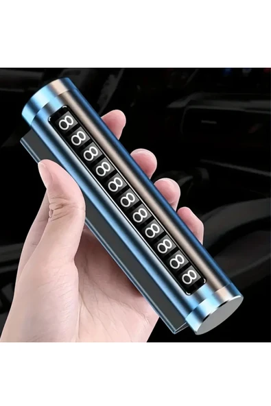 NACTUMU Siyah Evrensel Döner Telefon Numarası Plakası Alüminyum Metal Geçici Park Kartı - 3