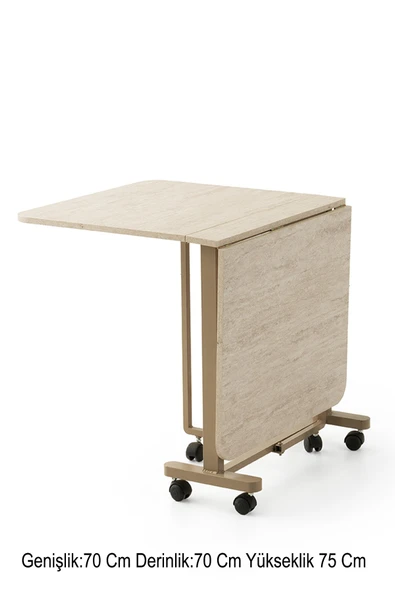 Katlanır Lizbon Metal Portatif Tekerlekli Masa  4 Adet Ay Sandalye Takım - 3