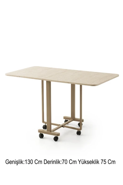 Katlanır Lizbon Metal Portatif Tekerlekli Masa  4 Adet Ay Sandalye Takım - 4