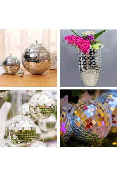 NACTUMU Kendinden Yapışkanlı Silver Mozaik Duvar Çıkartmaları, Cam Ayna Akrilik Karolar 30.30 CM - 5