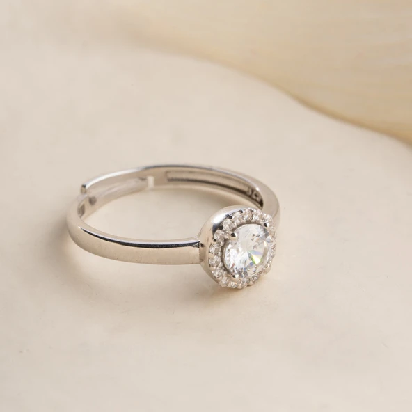 Vaoov 925 Ayar Gümüş Tek Taş Yüzük - Resim 2