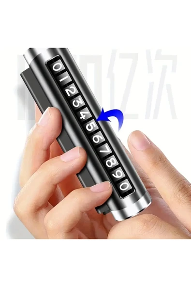 NACTUMU Siyah Evrensel Döner Telefon Numarası Plakası Alüminyum Metal Geçici Park Kartı - 2