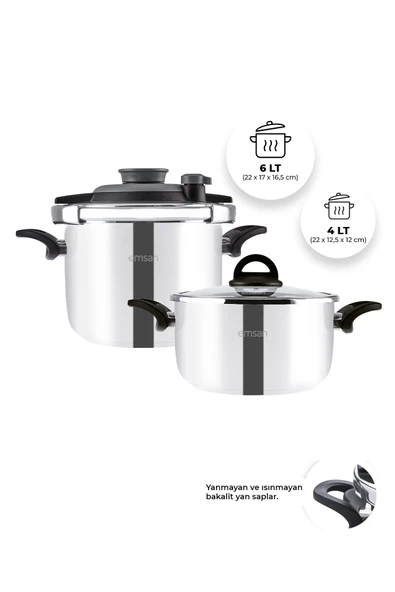 Vera Düdüklü Tencere Seti 4 6 litre Siyah - 3