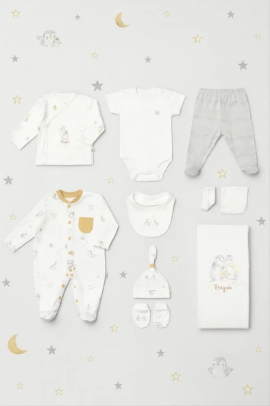 Biorganic %100 Pamuk Penguen Desenli 10 Lu Hastane Çıkış Seti BİOR.EKR.63238