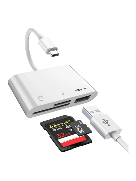 Anunnaki USB Type-C 3in1 Micro SD TF Hafıza Kartı Okuyucu USB Çevirici Kamera Macbook Matebook - 2