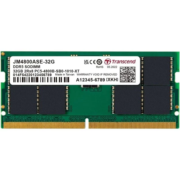 TRANSCEND 32GB DDR5 4800MHZ CL22 NOTEBOOK RAM VALUE JM4800ASE-32G ürün görseli
