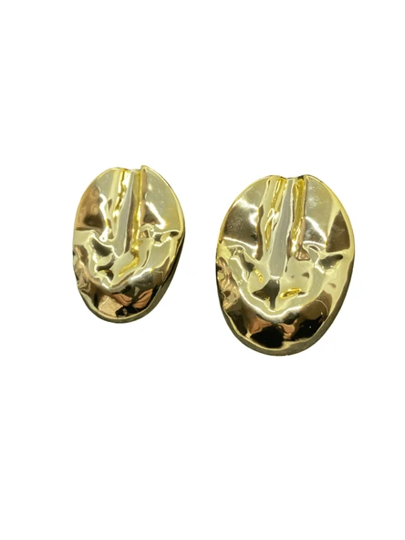 Organik Formlu Parlak Altın Renk Şık 316L Hafif Çelik Küpe | Özel Günler, Modern ve Şık Tasarım ürün görseli 1