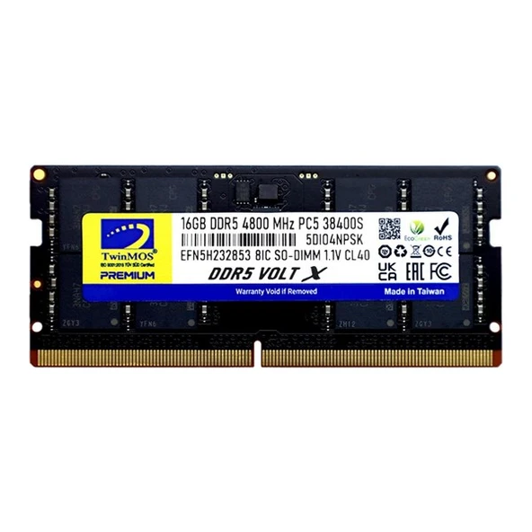 TWINMOS 16GB DDR5 4800MHZ CL40 NOTEBOOK RAM VOLT X TMD516GB4800S40 ürün görseli