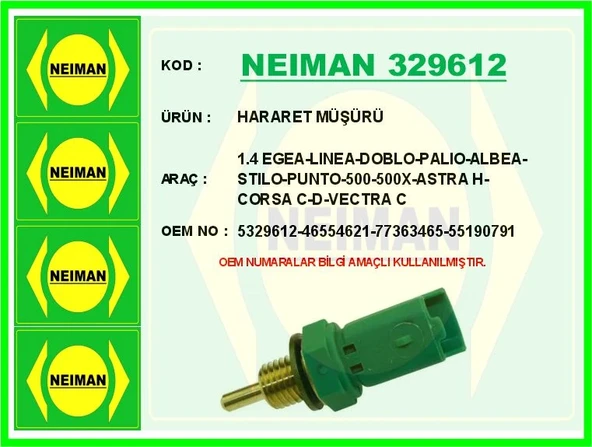 HARARET MÜŞÜRÜ 1.4 EGEA-LINEA-DOBLO-PALIO-ALBEA-STILO-PUNTO-500-50010-ASTRA H-CORSA C-D-VECTRA C 5329612 46554621 77363465 55190791 ürün görseli