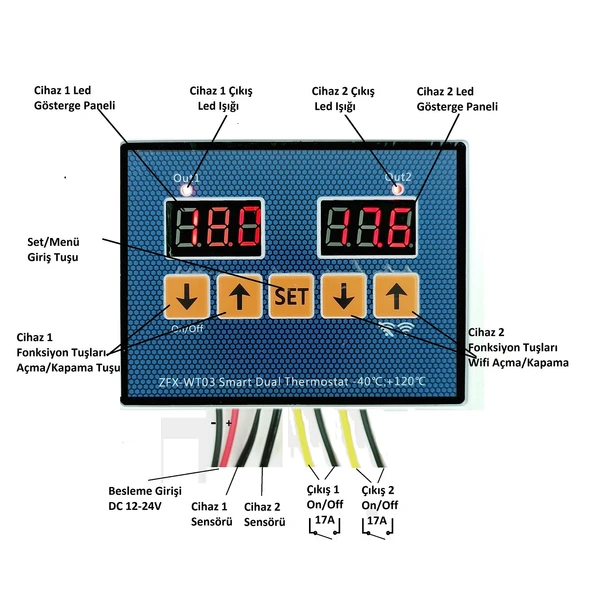 Yate10 WT-03 Dual Smart 12/24/220v Akıllı WİFİ Termostat/Timer - 4