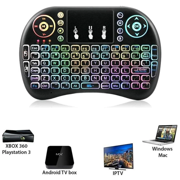 Sepetinegelsin Işıklı Mini Klavye Mouse Smart Tv Box Şarjlı Oyuncu Klavye ürün görseli