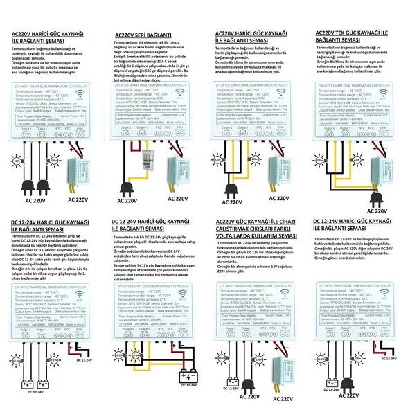 Yate10 WT-03 Dual Smart 12/24/220v Akıllı WİFİ Termostat/Timer - 5