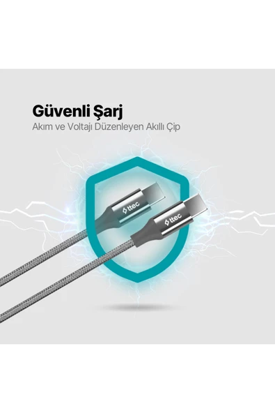 AlumiCable USB-C - USB-C 150cm 100W PD/QC Hızlı Şarj/Data Kablosu Uzay Grisi - Resim 5