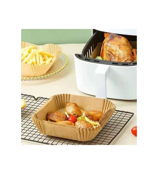 Mucit Home Air Fryer Tek Kullanımlık Hava Fritöz Yağ Geçirmez Yapışmaz Gıda Pişirme Kağıdı 50 adet xxl ürün görseli