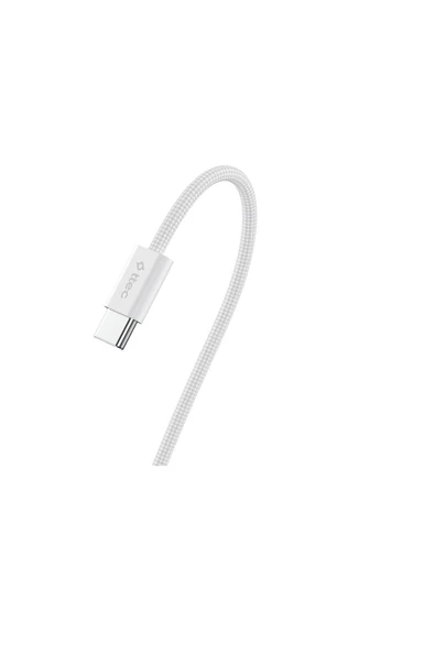 USB-C - USB-C 100cm 60W PD Örgü Hızlı Şarj/Data Kablosu Beyaz - Resim 2