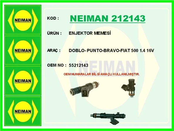 ENJEKTOR MEMESİ DOBLO- PUNTO-BRAVO-FIAT 500 1.4 165 55212143 ürün görseli