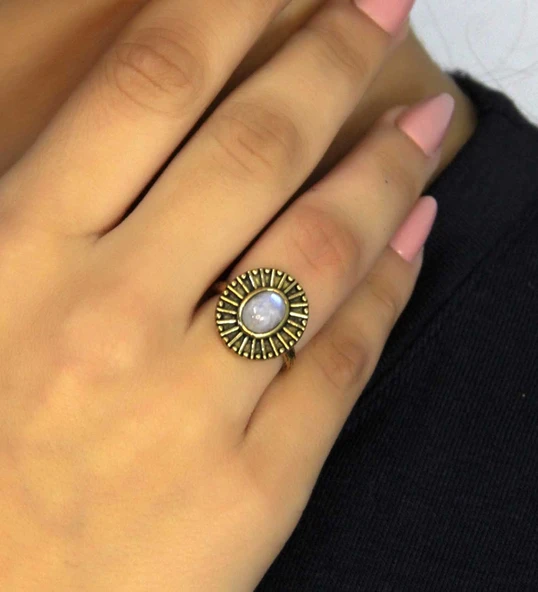 Doğal Taş Aytaşı Doğal Taşlı Antik Model Kadın Ayarlanabillir Yüzük euy74ay ürün görseli