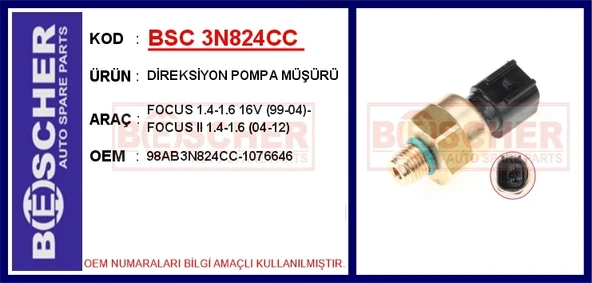 DİREKSİYON POMPA MÜŞÜRÜ FOCUS 1.4-1.6 165 1999-2004 -FOCUS 2 1.4-1.6 2004-2012 98AB3N824CC 1076646 ürün görseli