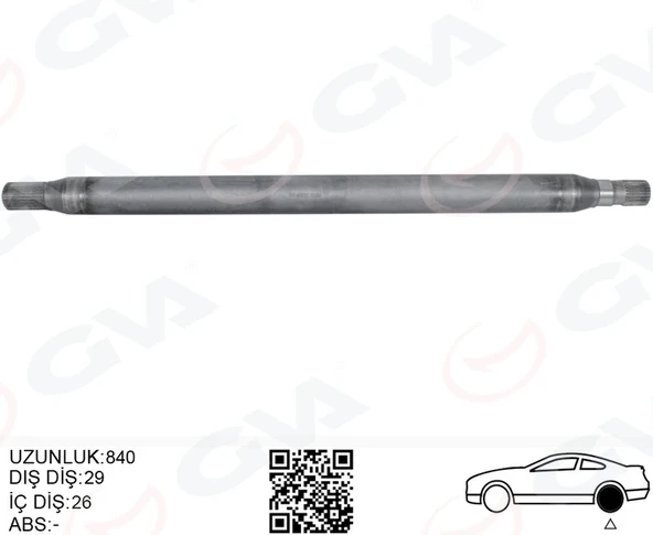 AKS MILI ARKA SOL INCE KISA 840MM MERCEDES SPRINTER B906 . VW CRAFTER 1930-1935-50 Z:1926-1929 A9063502510 2E0501171E ürün görseli