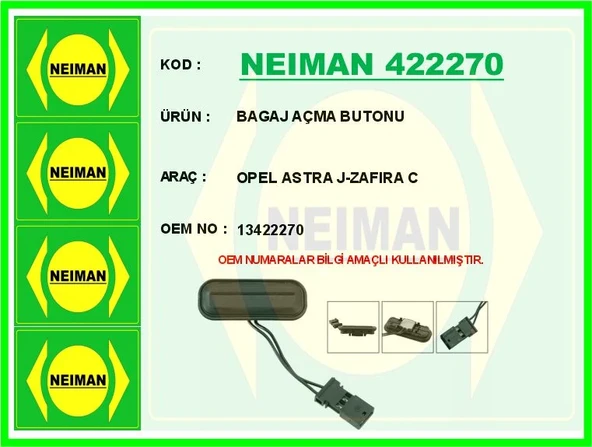 BAGAJ AÇMA BUTONU OPEL ASTRA J-ZAFIRA C 13422270 ürün görseli 1