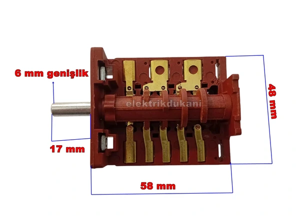 ENDER 6lı Çevirmeli Fırın Anahtarı Sürekli Döner 6 Kademe 5 Kontak - 4