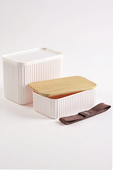 İronika 1+0,5 lt Bambu Kapaklı Erzak Gıda Bakliyat Saklama Kabı Mutfak Organizeri - Resim 2