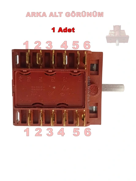 ENDER 6lı Çevirmeli Fırın Anahtarı Sürekli Döner 6 Kademe 5 Kontak - 3