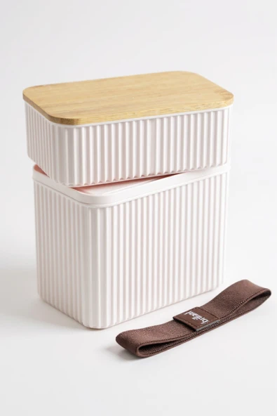 İronika 1+0,5 lt Bambu Kapaklı Erzak Gıda Bakliyat Saklama Kabı Mutfak Organizeri - Resim 3