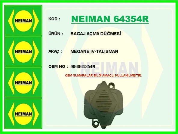 BAGAJ AÇMA DÜĞMESİ MEGANE 4-TALISMAN 906064354R ürün görseli 1