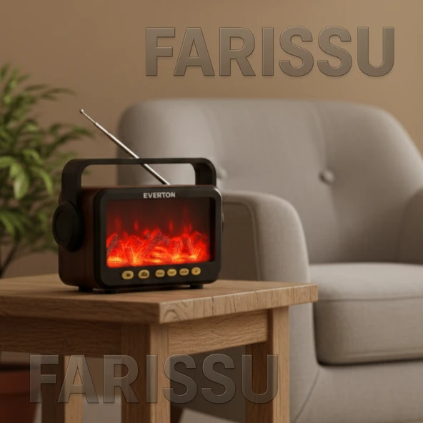 Everton RT-754 Şömine Görünümlü Nostaljik Bluetoothlu Radyo  Güneş Enerjili Taşınabilir Müzik Kutusu - 4