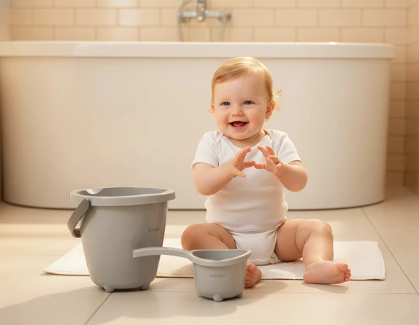 Babyjem Elegant Kova & Maşrapa Set Gri